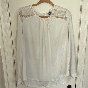 Anne Klein White Pleated Embellished Blouse